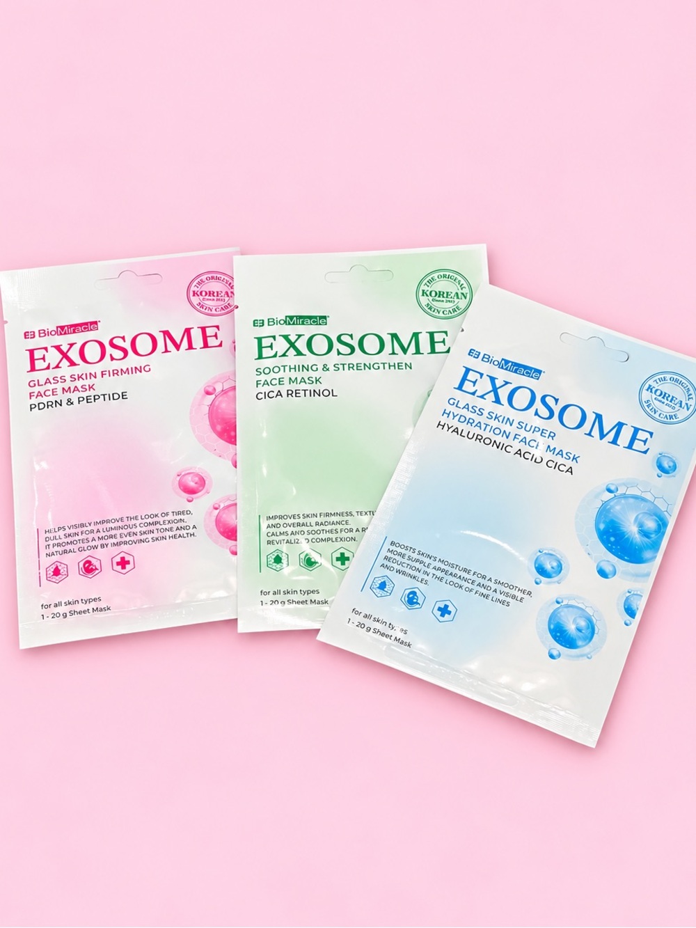 BioMiracle Exosome Face Mask Set – 3 Korean Sheet Masks